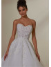 Beaded Ivory Lace Tulle Glamorous Wedding Dress With Detachable Sleeves